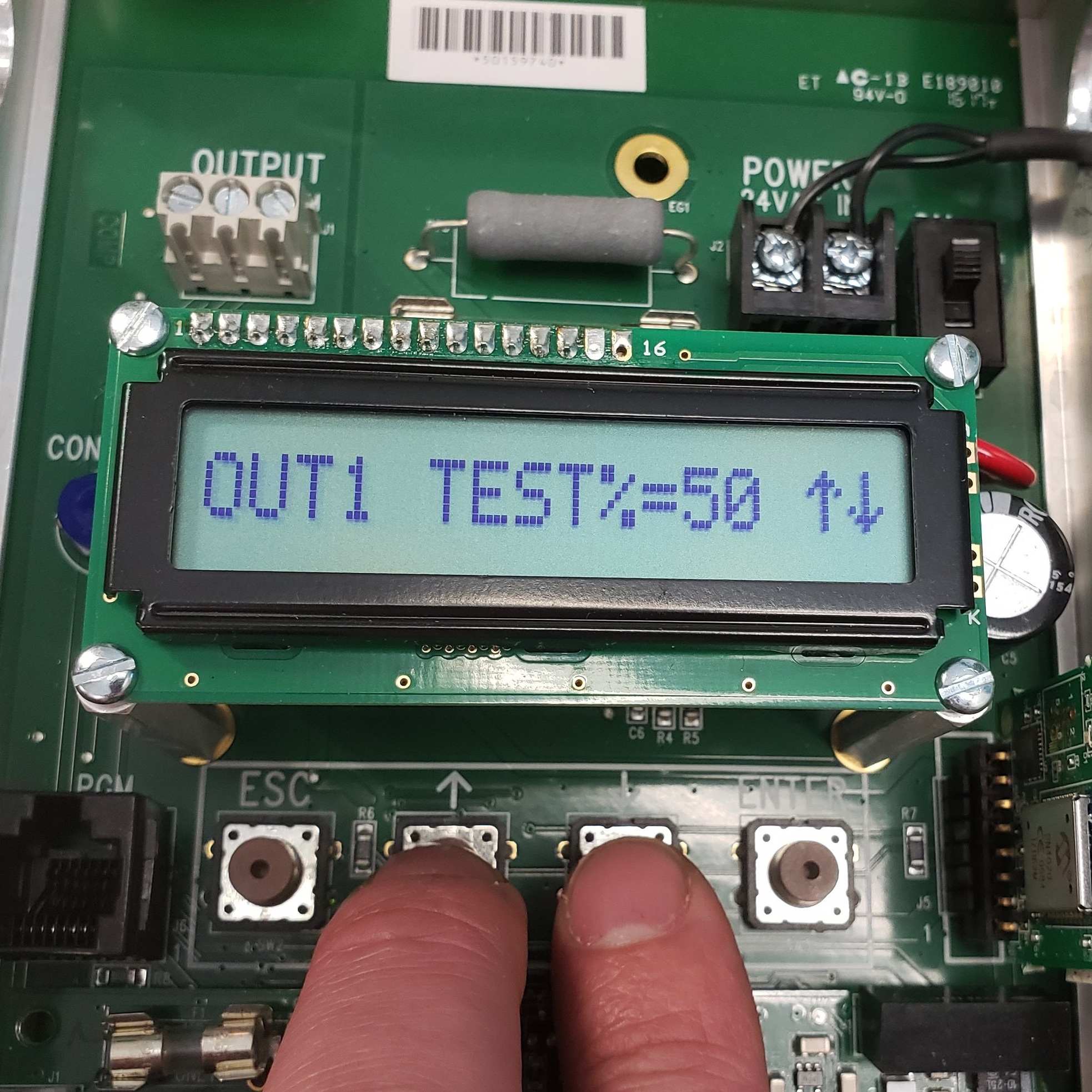 Testout built into the transmitter
